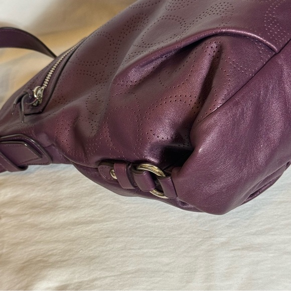 Coach Purple Perforated C Leather Shoulder Crossbody Bag - Picture 2 of 6